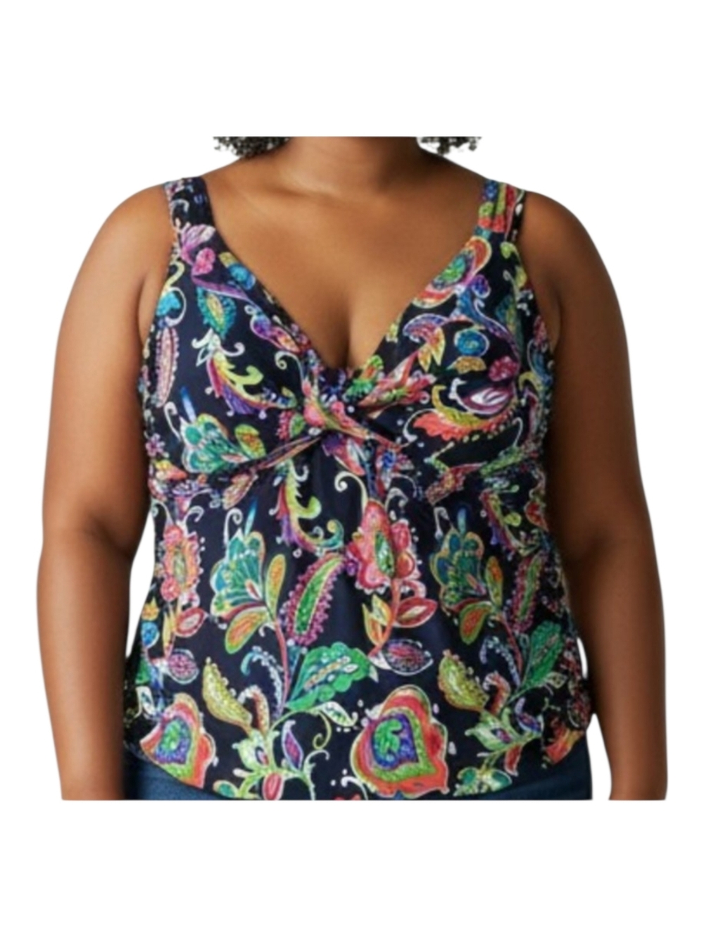 Anne Cole Multicolor Paisley Tankink Swimsuit Top Plus Size 24W